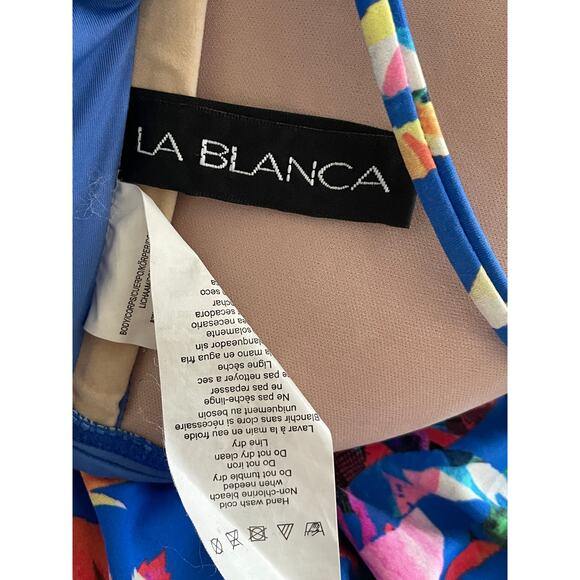 La Blanca Blue Tropical Floral Tankini Swimsuit Top - Picture 5 of 11
